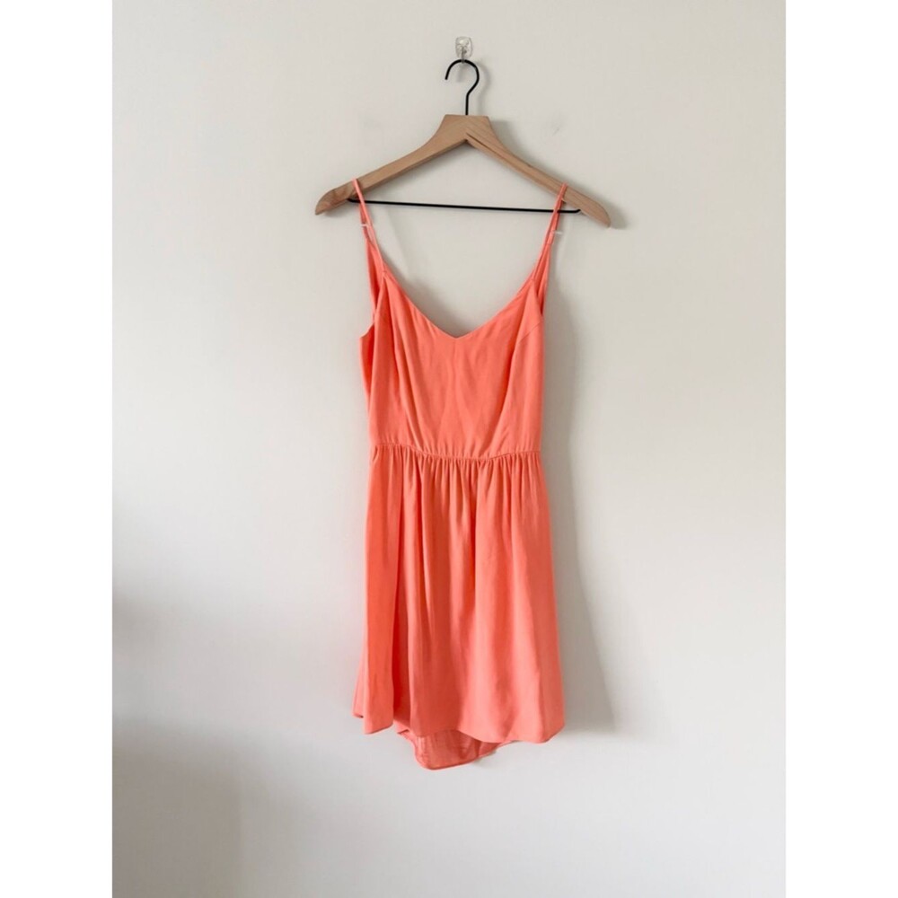 Parker Silk Open Back Mini Slip Dress in Coral Size XS